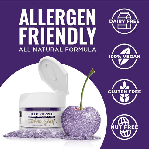 Bakell Deep Purple Tinker Dust, 5g Edible Glitter for Food, Desserts, and Beverages
