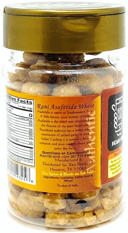 Rani Asafetida (Hing) Whole 3.75oz PET Jar - All Natural, Salt Free, Vegan, Non-GMO Indian Spice