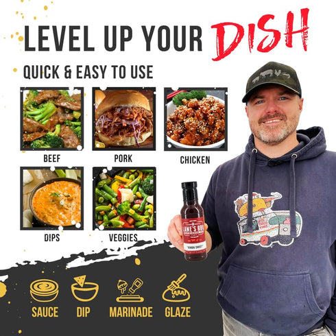 13.5 Oz Lane's Kinda Sweet BBQ Sauce, All-Natural Chicken Marinade Barbecue Sauce, Perfect for Beef, Pork, Marinated