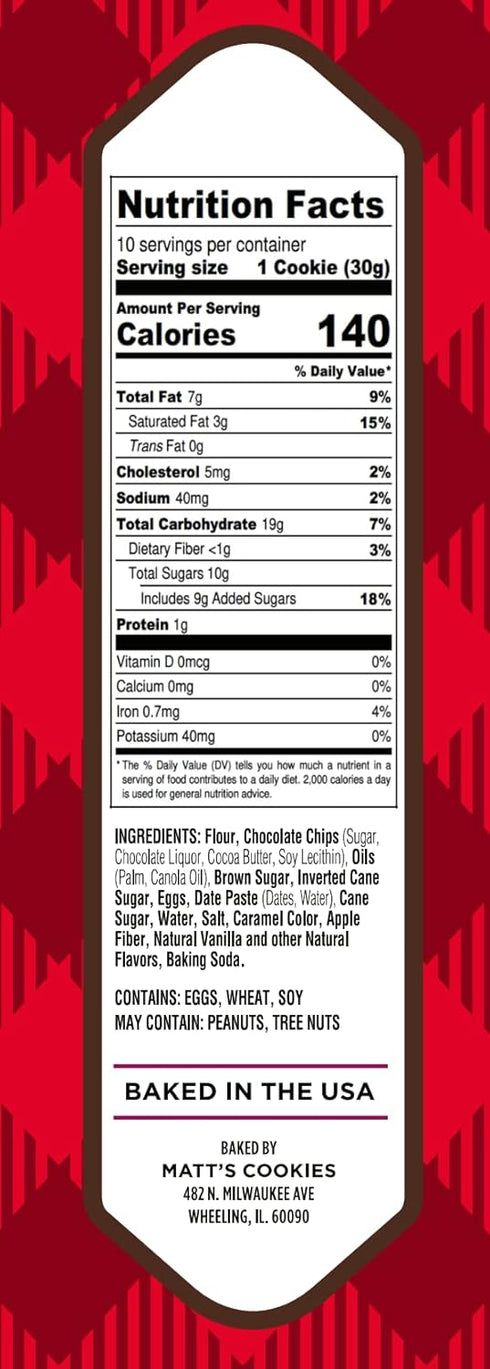 Matt's Bakery Chocolate Chip Cookies - Soft-Baked, Non-GMO, All-Natural Ingredients; 4 Bags (10.5oz Each)