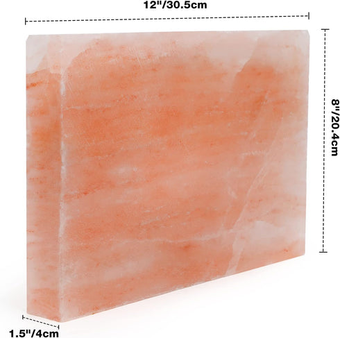 DOBADN 12" 8" 1.5" Himalayan Salt Block Cooking Plate with Metal Support, Food Grade Rock Salt Slab Stone X X
