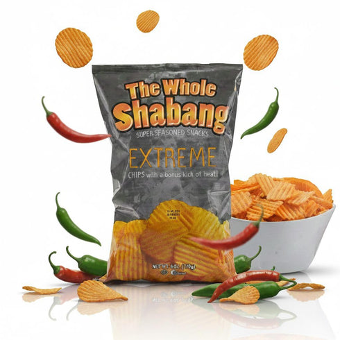 Generic Pack (6 oz 4 Pack) The Whole Shabang Chips by Moon Lodge Bold Original and Extreme Flavors Whole Shabang Potato