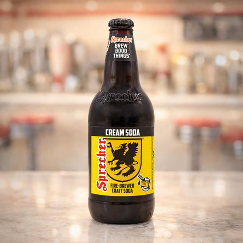 Sprecher 16 oz (12 Pack), Cream Soda in fl Glass Bottles Fire-Brewed Craft Soda with Real Honey, Gourmet Handcrafted