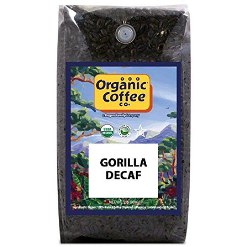 Organic Coffee Co. Gorilla Decaf Whole Bean Coffee 2LB (32 Ounce) Medium