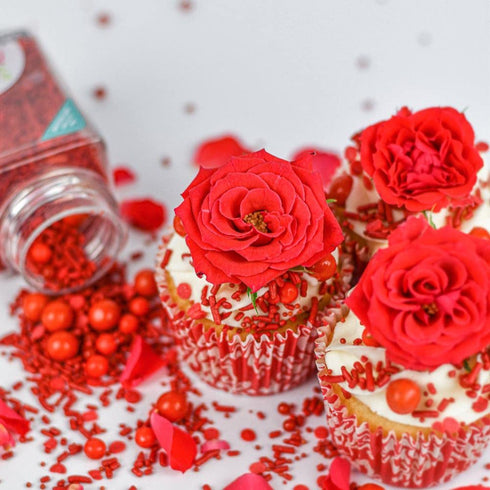 Red Sprinkles for Cake Decorating, Fancy Valentines Day Sprinkles for Cookie Decorating