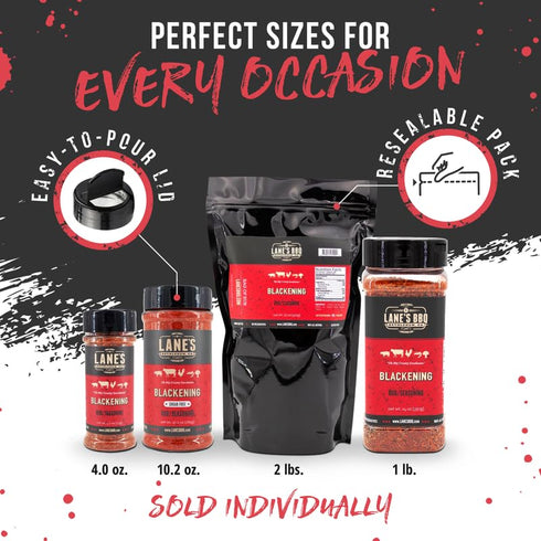 2 Lbs Lane's Blackened Seasoning Spice, All-Natural Blackened Fish Seasoning for Pork, Beef & Seafood, Cajun Blackening