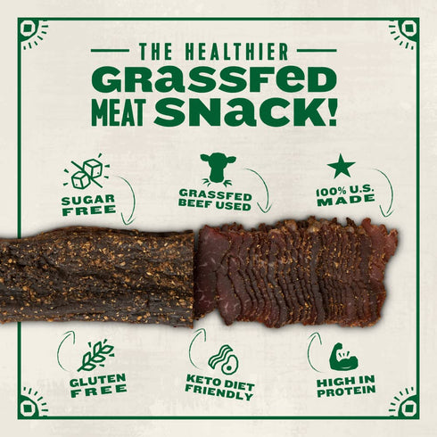 (8 oz, Pack 1) Made by True Garlic & Herb Biltong Slab - Grass-Fed Beef Whole Jerky Slab of - High-Protein Keto Snack