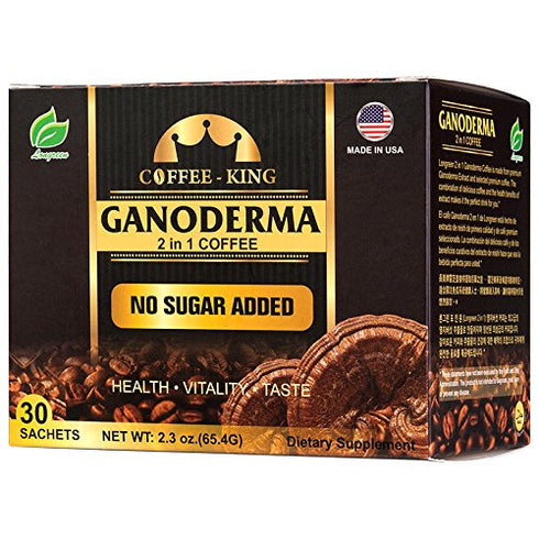 Ganoderma Coffee - Instant 2-in-1 Reishi Mushroom Coffee Mix, All Natural Ganoderma Lucidum, 30 Sachets