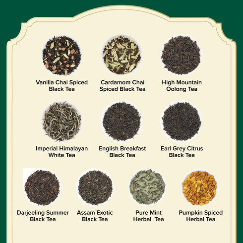 (20 40 Set VAHDAM, Assorted Tea Sampler Delicious Variety, Individually Wrapped Pyramid Teabags) Long Leaf Premium Teas