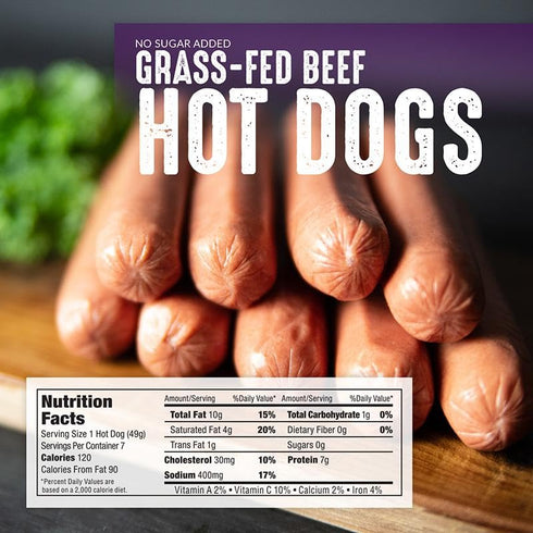 (5 Pack, 12 Pederson's Natural Farms Grass Fed Beef Hot Dogs ounces each)
