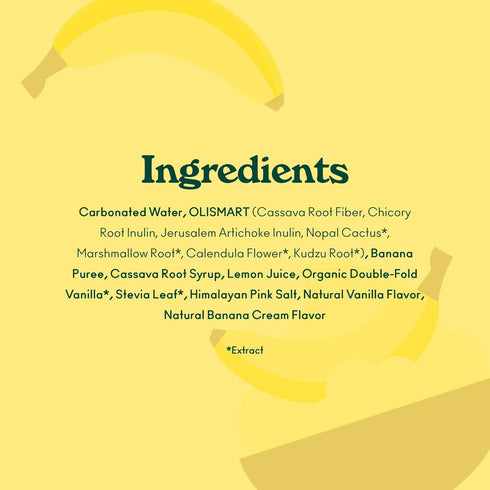Packed 12oz (12-Cans) OLIPOP Prebiotic Soda Pop, Banana Cream, A New Kind of Soda with Prebiotics, Fiber