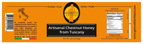 8.8 oz (250g) Giannetti Artisans Unpasteurized Chestnuts Honey from Tuscany, Italy - Artisan Produced
