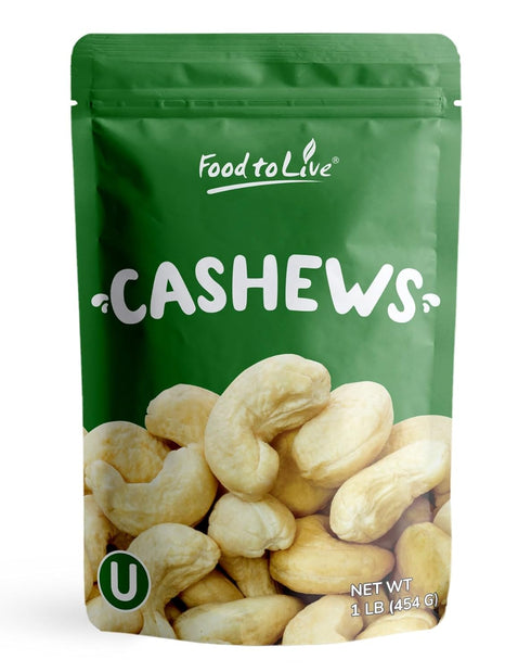 Food to Live Raw Cashews, 1 Pound - Deluxe Whole Nuts, Unsalted,