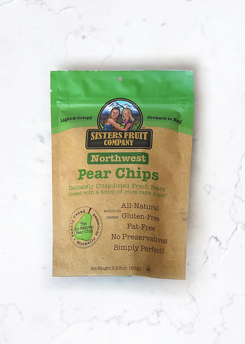 PACK, 2.25 OZ Sisters Fruit Company, VARIETY Apple & Pear Chips, All Natural, No Preservatives, Fat-Free (SIX BAGS)