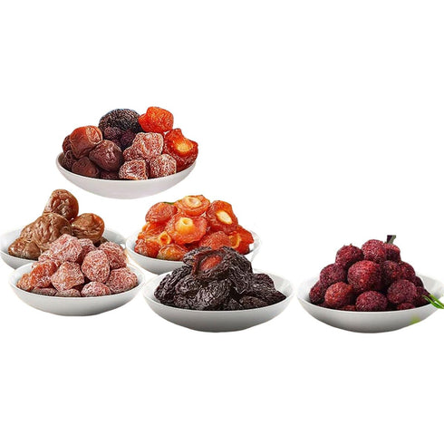 TEAERPKLAE Five types mixed with fruit at 10.58oz/300g. Snowflake green plum, Yangmei, Ximei,