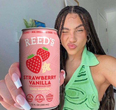 12oz 12-Pack Reed's Ginger Lemongrass Functional Soda - Organic Ginger, Adaptogen Mushroom Blend, Prebiotics - Cans