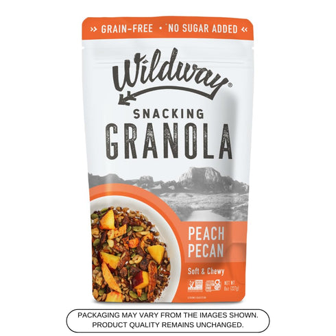 8 oz Wildway Keto Granola | Peach Pecan | Grain-Free, Certified Gluten-Free Cereal | Vegan, Low Carb | No Sugar Added |