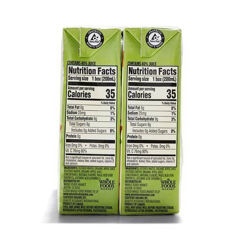 365 6.75 Oz, (Pack 16) by Whole Foods Market, Box Juice Reduced Sugar Apple Organic, Fl