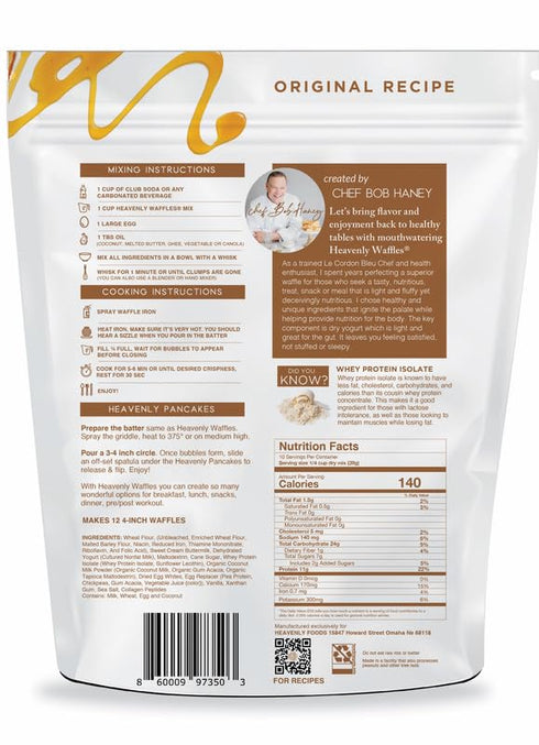 11g 13.5 oz Heavenly Waffles Mix, Original Recipe, Protein, Yogurt Based, Healthy and Nutritiously Balanced, Superior