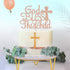God Bless this Children Cake Topper, Rose Gold Glitter Baptism Cake Toppers for Christening, First Communion Baby Shower