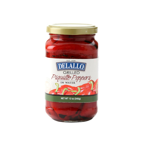 DeLallo Grilled Piquillo Peppers, Sweet Smoky Flavor, For Cooking and Stuffing, Gluten