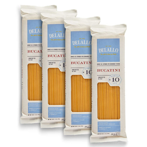 DeLallo Bucatini Pasta Noodles, 1 Pound Bag, (4 Pack), Imported Pasta from