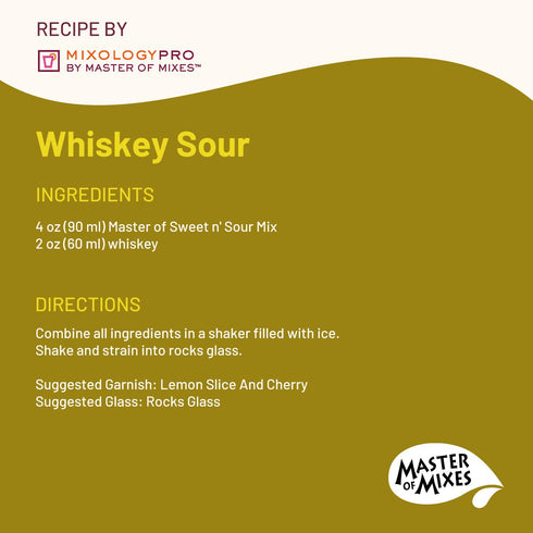 1 (33.8 Oz), Pack 3 Master of Mixes Sweet & Sour Drink Mix, Ready To Use, Liter Bottle Fl