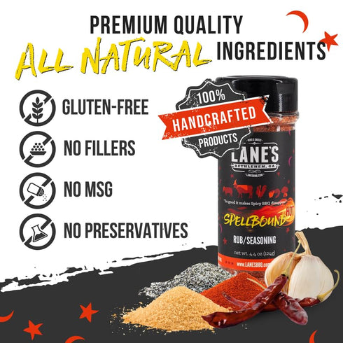 Spellbound 4.6 Oz Lane's Hot Sweet and Spicy Pork Rub Seasoning, All-Natural Butt Rub Seasoning, Rib Rubs for Smoking