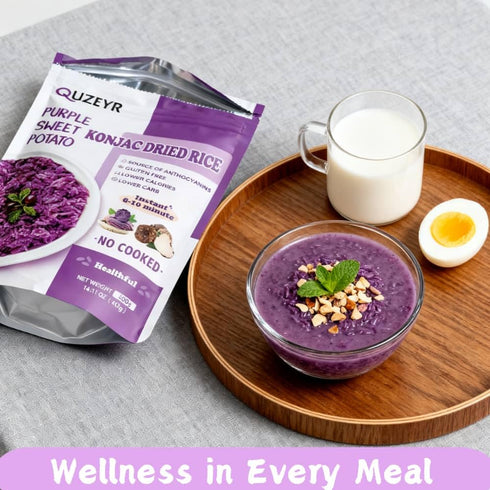14.11OZ Dried Ube Konjac Rice Purple Sweet Potato Shirataki Rice Alternative Low Carb, Keto Friendly, Gluten-Free