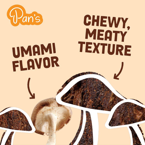 Pan's Mushroom Jerky - Organic Vegan Snacks, Dried Shitake Mushrooms, Gluten Free, Applewood BBQ Flavor (2.2 oz)