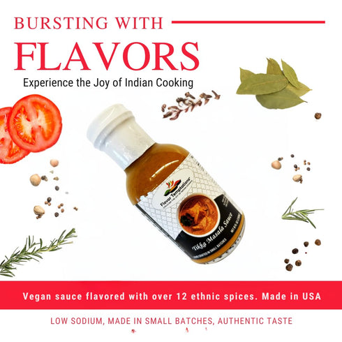 Simmer (8 Oz Tikka Masala Indian Curry Sauce by Flavor Temptations | Easy Recipe, Vegan, Gluten-free, Low Sodium FL