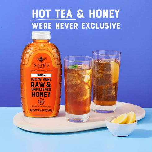 100% 32 oz. Nate's Georgia Pure, Raw & Unfiltered Honey, Squeeze Bottle - All-natural Sweetener