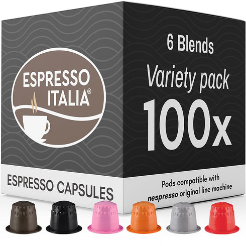 ESPRESSO ITALIA Capsules Compatible with Nespresso Machines, 100 Count - VARIETY PACK,