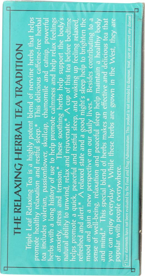 Triple Leaf Tea 20 (Pack 6) , Relaxing, Tea Bags