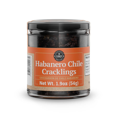 Pack 4 1.9 oz of - SMP Habanero Chile Cracklings - Crispy Fried Habanero Pieces with Gourmet Salt & Spices- Jar- Spicy