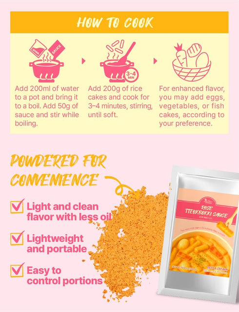 12 10.6 oz (300g) Nice Witch's Secret Recipe Korean Rose Tteokbokki Powder Sauce servings Perfect for Sweet and Spicy