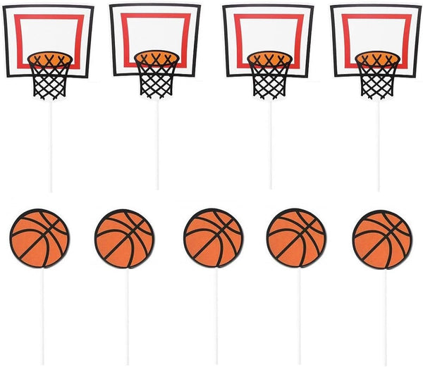 JANOU Basketball Sports Cupcake Toppers, Cake Picks Decoration for Birthday, Baby Shower, Wedding Party, Pack of 20