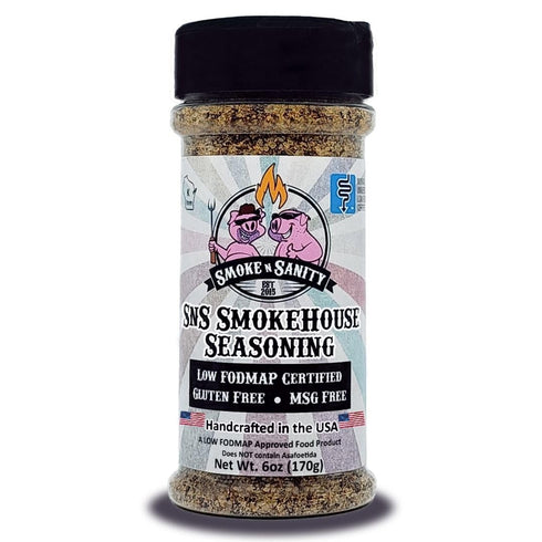 Smoke n Sanity SnS Smokehouse Seasoning - 6.0 oz Shaker - Certified Low FODMAP, Gluten Free