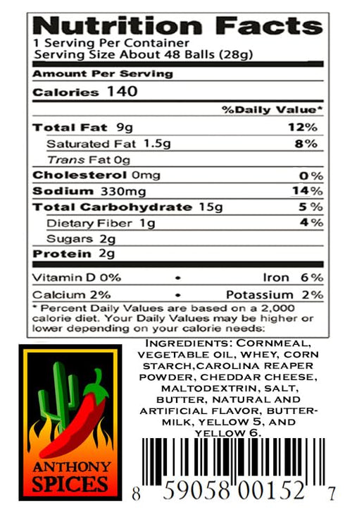 Anthony Spices Carolina Reaper Cheese Balls - Fiery Snack Delight