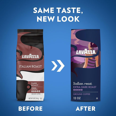 6 12oz, 5/5, 100% (Pack 6) Package Lavazza Italian Roast Ground Coffee Bags of Dark Roast, Strong and Bold Taste