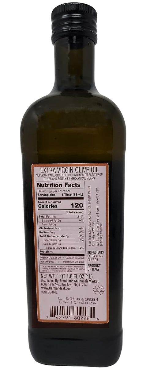 32 Frank and Sal Brand Imported Extra Virgin Olive Oil Mediterranean Blend Ounces