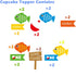 TUKIMA 21 PCS Pastel Blue Fishing Cake Toppers for Birthday & Baby Shower Parties