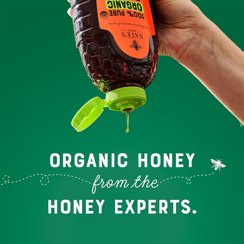 100% 16oz. Nate's Organic Pure, Raw & Unfiltered Honey - USDA Certified Organic - Squeeze Bottle