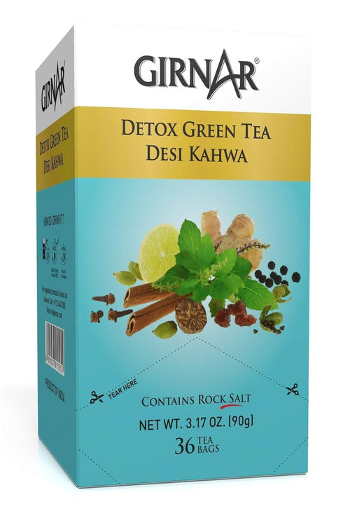 GIRNAR 36 2 Packs Green Tea Desi Kahwa (Detox Tea) - Tea Bags X