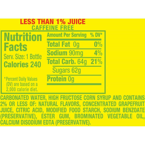 Squirt Citrus Soda 20oz (Pack 8, 160 Oz) , Caffeine-Free, Authentic Thirst Quencher, Bottle of Total of Fl