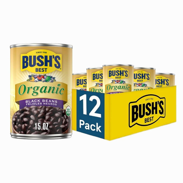 BUSH'S BEST 15 oz Canned Organic Black Beans, Source of Plant Based