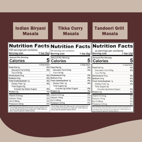 7 Oz Pride of India | Biryani Masala, Tikka Curry Masala & Tandoori Grill Masala Bundle - Each | Indian Restaurant