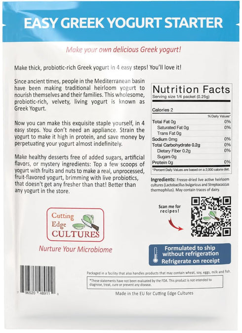 Cutting Edge Cultures 24 2 Packets 1 Easy Greek Yogurt Starter by Creamy, Healthy, Homemade Yogurt in Just Hours No