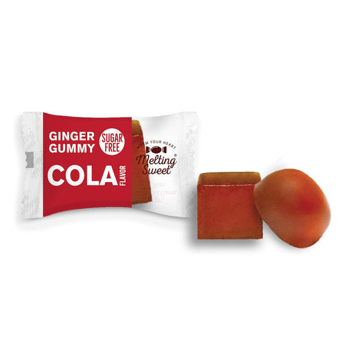 Gummies 2.5 oz, Pack 1) Melting Sweet SUGAR FREE Ginger Chew Candy - Fluten Free, Non GMO Snacks (Cola Flavor