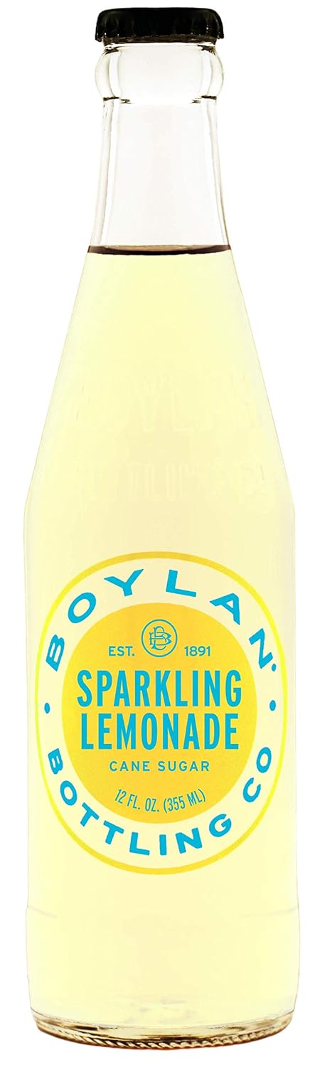 12 oz (Pack 6) Boylan Bottling Pure Cane Sugar Soda Pop, Sparkling Lemonade, Glass Bottles